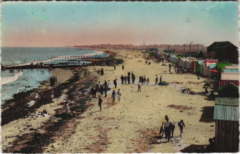 Carte postale ancienne Courseulles-sur-Mer La Plage et ses Cabines à Courseulles-sur-Mer