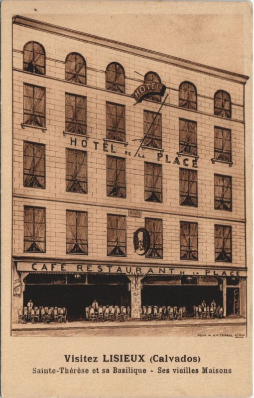 Carte postale ancienne Lisieux Hotel de la Place à Lisieux