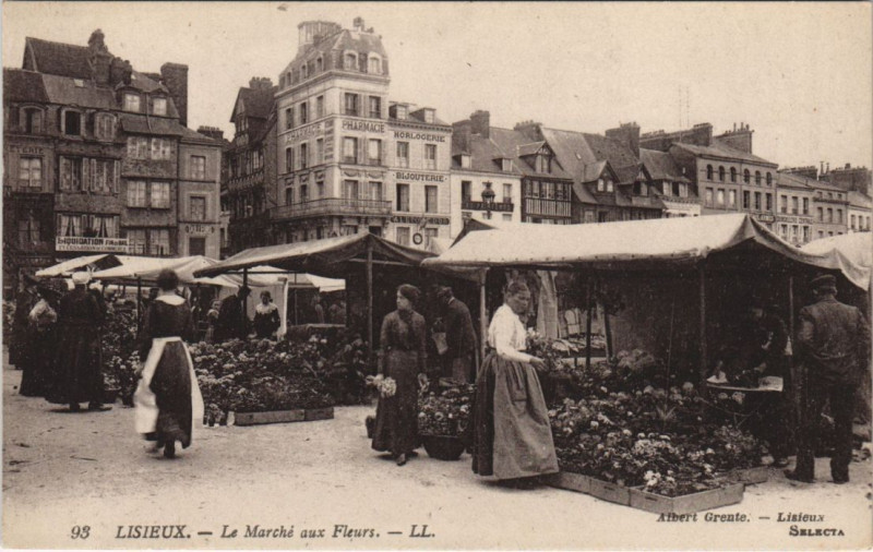 Carte postale ancienne Lisieux Le Marche aux Fleurs à Lisieux