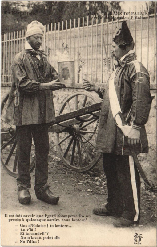 Carte postale ancienne Falaise Le Gars de Falaise - Arrete de Monssieu l'Mair à Falaise