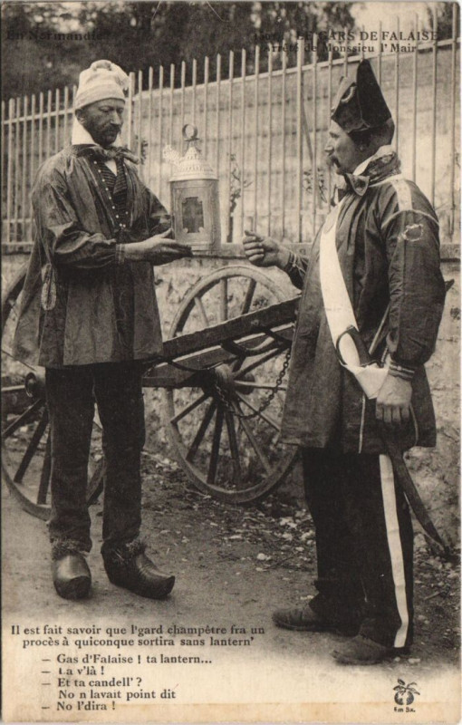Carte postale ancienne Falaise Le Gars de Falaise - Arrete de Monssieu l'Mair à Falaise