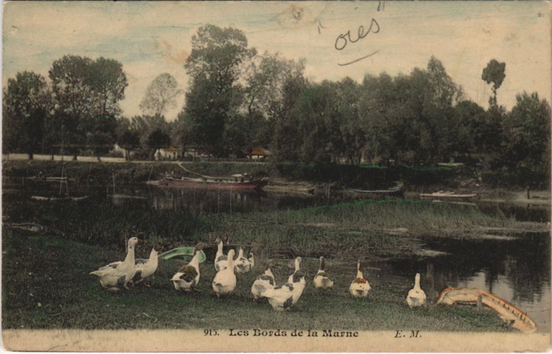 Carte postale ancienne Les Bords de la marne