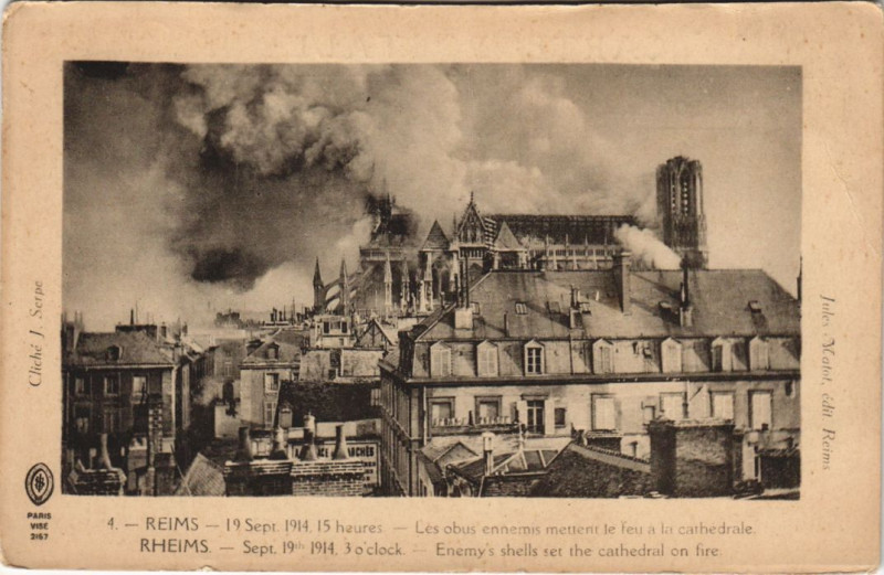 Carte postale ancienne Reims bombardements Cathedrale à Reims