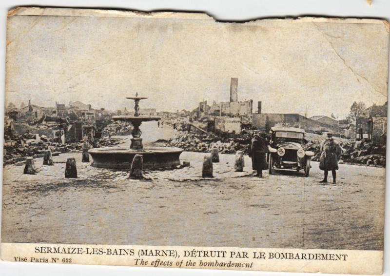 Carte postale ancienne Sermaize-Les-Bains bombardements à Sermaize-les-Bains
