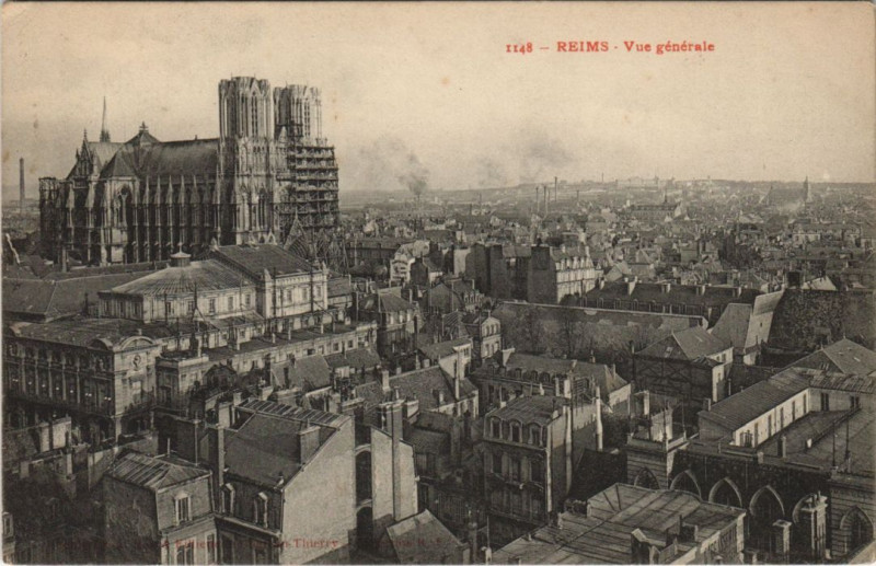 Carte postale ancienne Reims vue generale à Reims