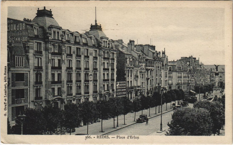 Carte postale ancienne Reims Place d'Erlon à Reims