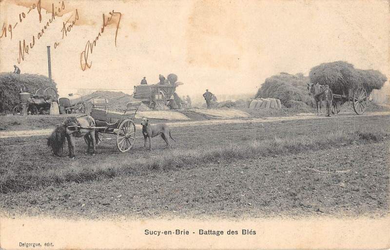 Carte postale ancienne Sucy En Brie Battage Des Bles - Agriculture à Sucy-en-Brie