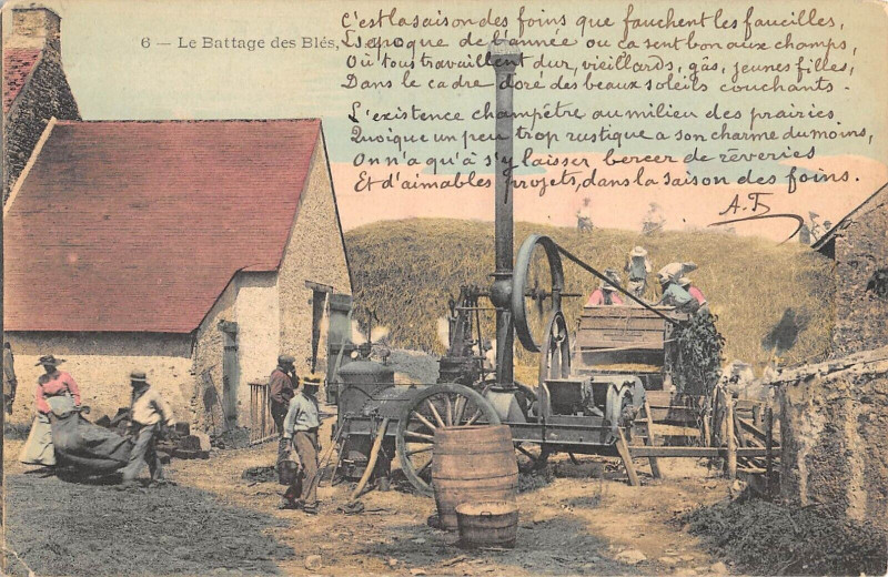 Carte postale ancienne Certainement Departement De L'Essonne Scene De Battage(Éditeur J.l.c.arpajon à Arpajon