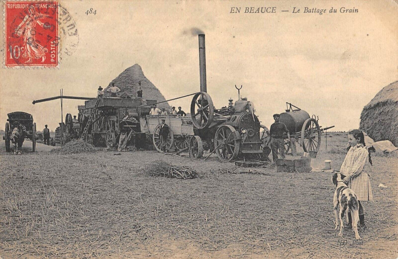 Carte postale ancienne En Beauce Le Battage Du Grain - Agriculture