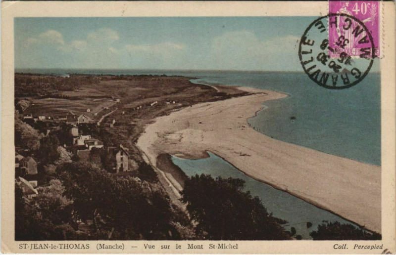 Carte postale ancienne Saint-Jean-le-Thomas Vue sur le Mont-Saint-Michel