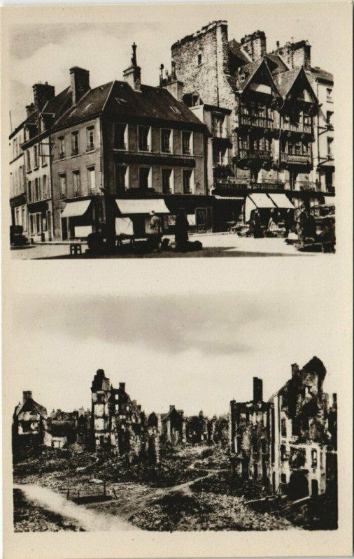 Carte postale ancienne Saint-Lo La Place du Marche et la Maison Dieu