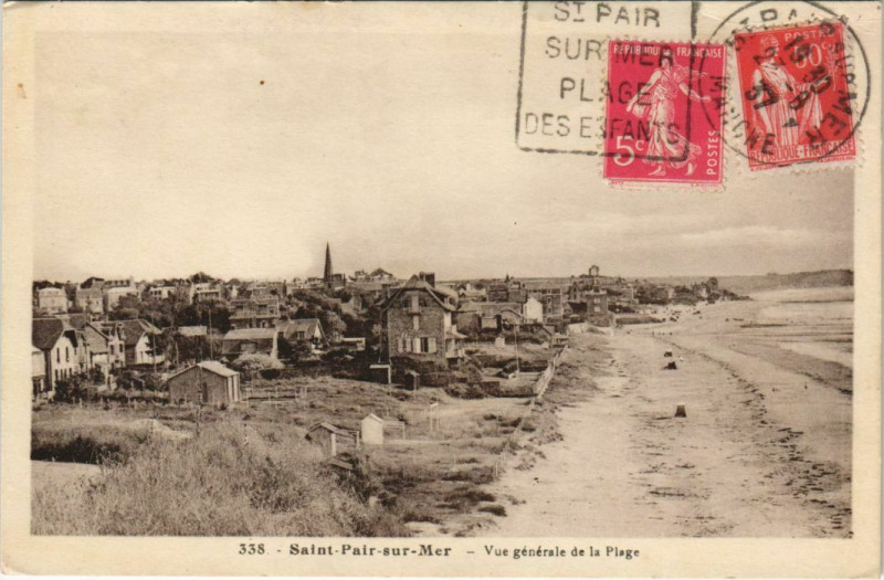 Carte postale ancienne Saint-Pair-sur-Mer Vue générale de la Plage
