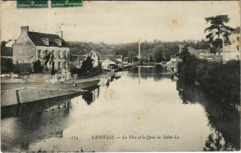Carte postale ancienne Saint-Lo La Vire et le Quai de Saint-Le