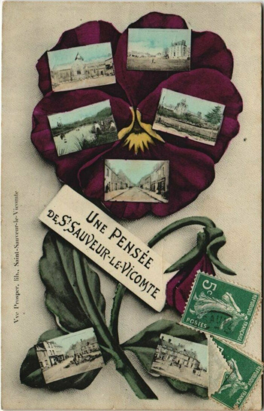 Carte postale ancienne Une Pensée de Saint-Sauveur-le-Vicomte