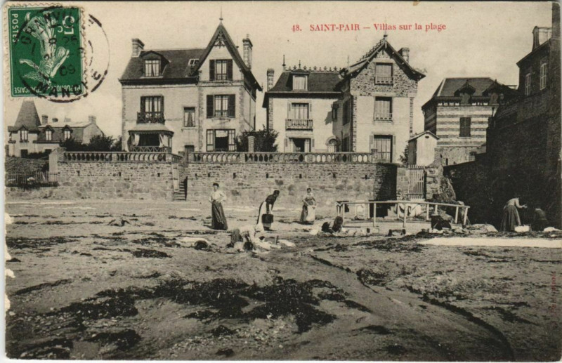 Carte postale ancienne Saint-Pair Villas sur la plage