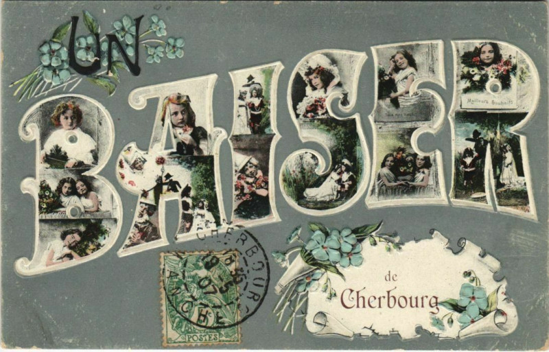 Carte postale ancienne Un Baiser de Cherbourg