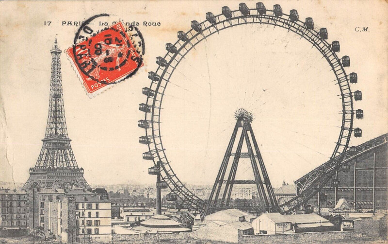 Carte postale ancienne La Grande Roue et la Tour Eiffel à Paris 15e