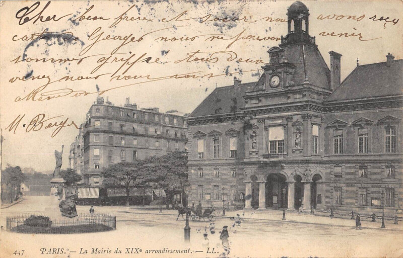 Carte postale ancienne La Mairie du XIXe arrondissement à Paris 19e