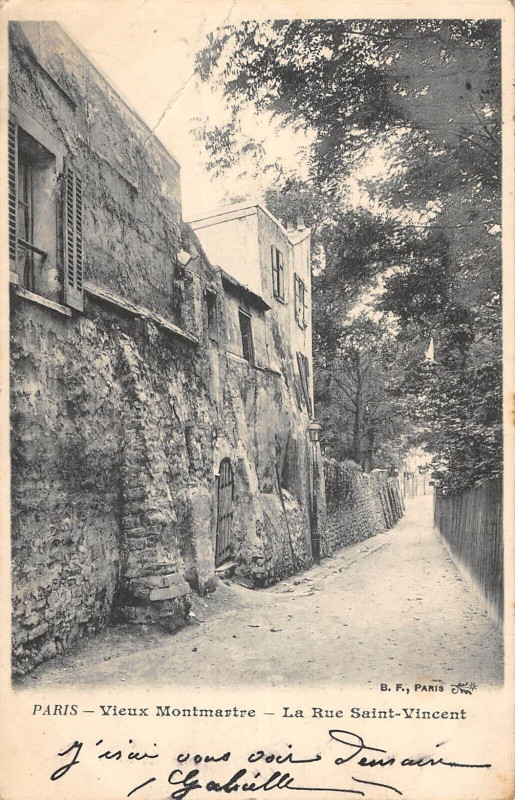 Carte postale ancienne Vieux Montmartre - La Rue Saint-Vincent à Paris 18e