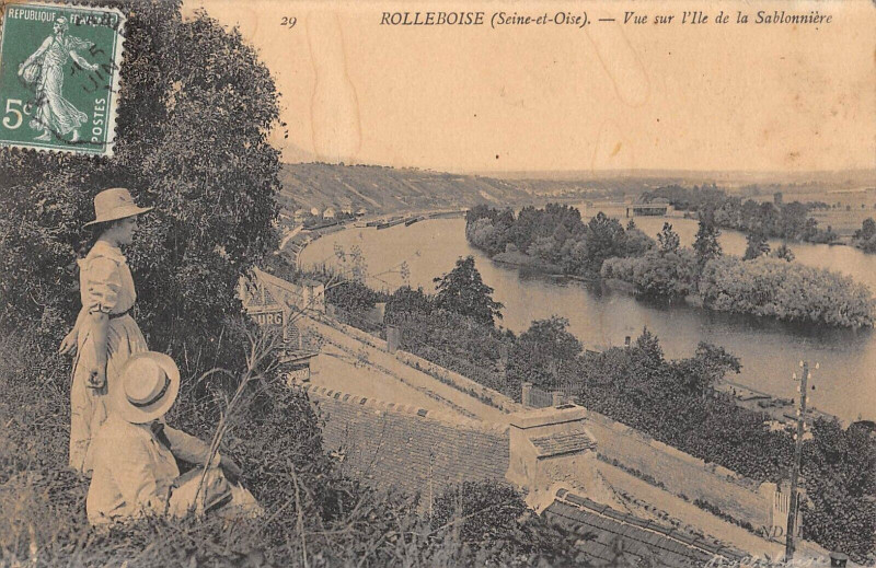 Carte postale ancienne Rolleboise Vue Sur L'Ile De La Sablonniere à Rolleboise