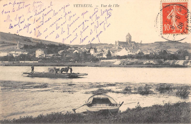 Carte postale ancienne Vetheuil Vue De L'Ile