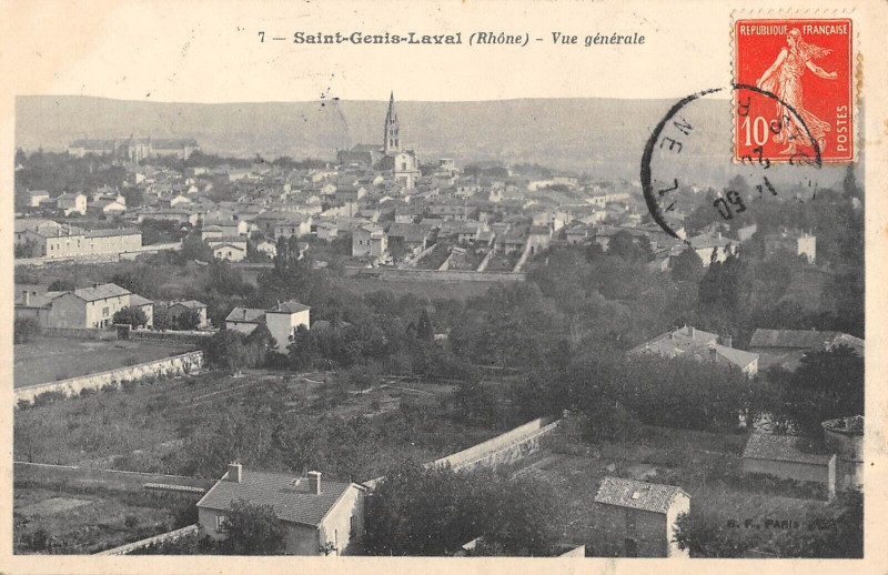 Carte postale ancienne Saint Genis Laval Vue Generale à Saint-Genis-Laval