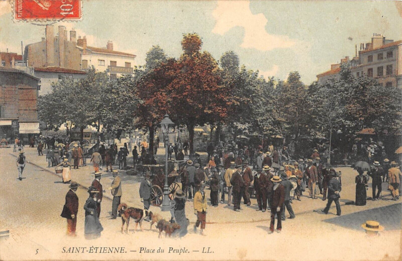 Carte postale ancienne Saint Etienne Place Du Peuple