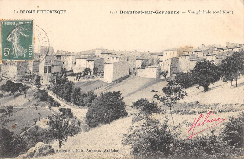 Carte postale ancienne Beaufort Sur Gervanne Vue Generale Cote Nord à Beaufort-sur-Gervanne