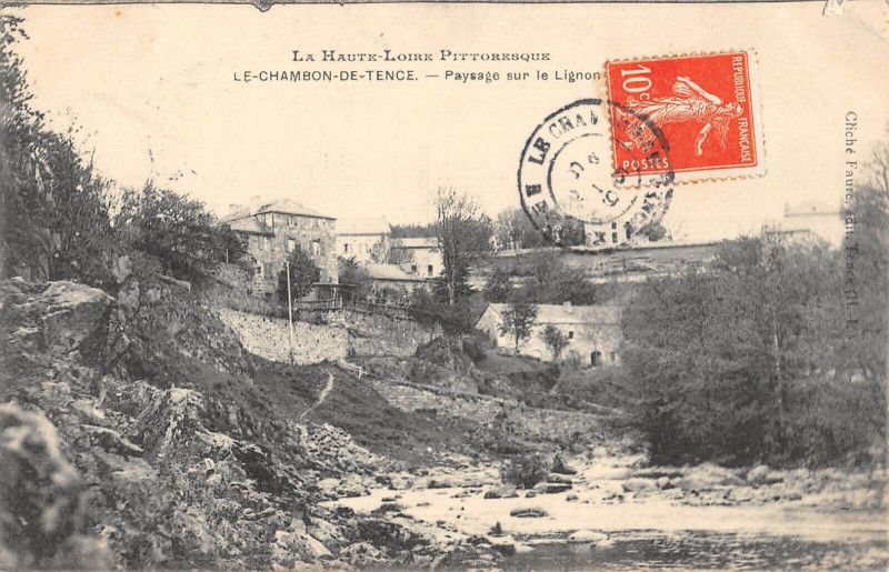 Carte postale ancienne Le Chambon De Tence Paysage Sur Le Lignon à Tence