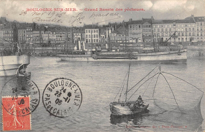 Carte postale ancienne Boulogne Sur Mer Grand Bassin Des Pecheurs - Peche Carrelet à Boulogne-sur-Mer