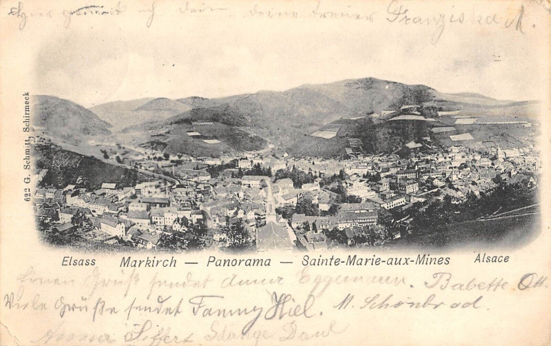 Carte postale ancienne Sainte Marie Aux Mines Panorama à Sainte-Marie-aux-Mines