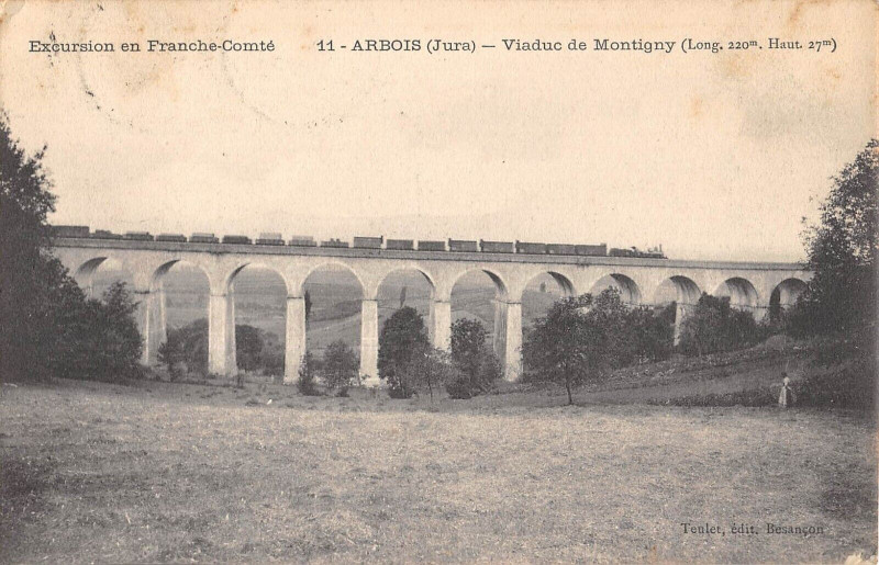 Carte postale ancienne Arbois Viaduc Du Montigny - Train à Arbois