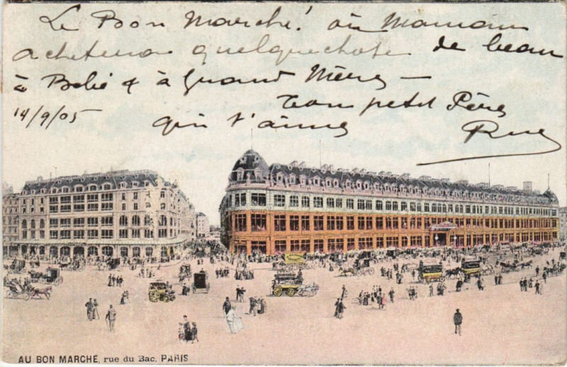Carte postale ancienne Au Bon Marché - Rue du Bac à Paris 6e