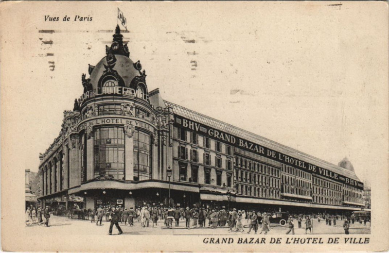 Carte postale ancienne Paris Grand Bazar de l'Hotel de Ville à Paris 4e