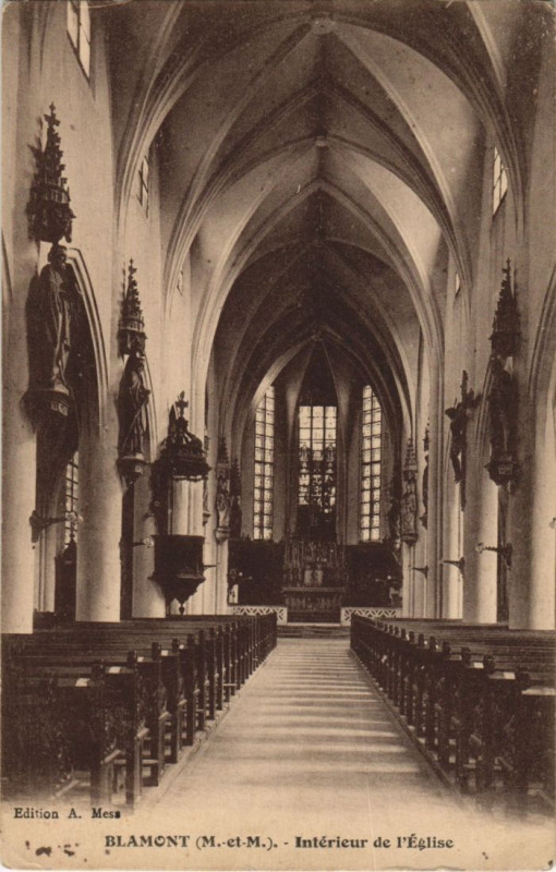 Carte postale ancienne Blamont Interieur de l'Eglise