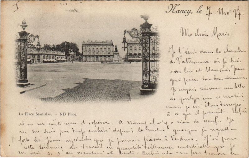 Carte postale ancienne Nancy Place Stanislas à Nancy