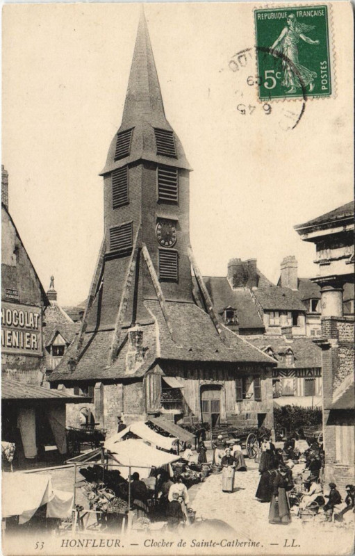 Carte postale ancienne Honfleur Clocher de Sainte-Catherine à Honfleur