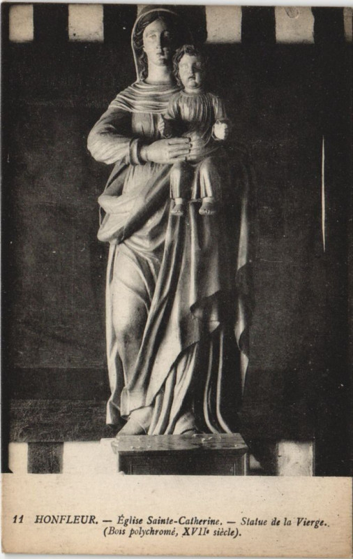 Carte postale ancienne Honfleur Eglise Sainte-Catherine - Statue de la Vierge à Honfleur