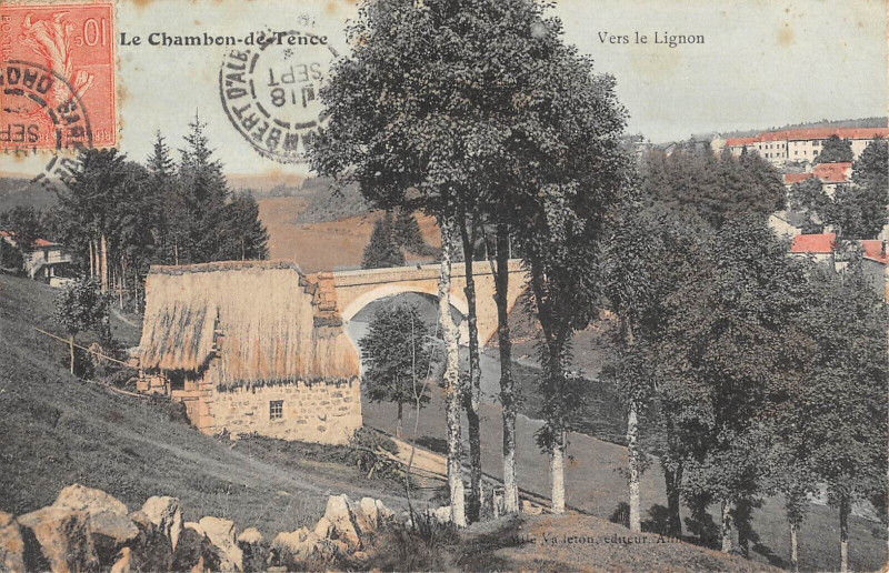 Carte postale ancienne Le Chambon De Tence Vers Le Lignon /cliché rare à Tence