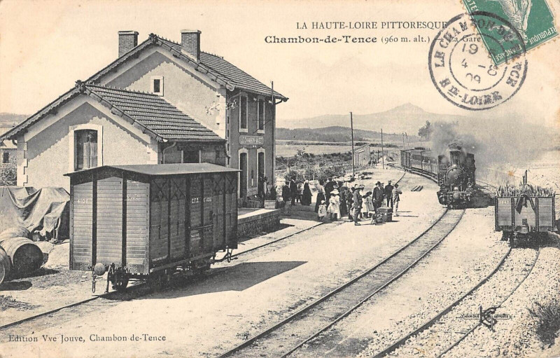 Carte postale ancienne Chambon De Tence La Gare / Train à Tence