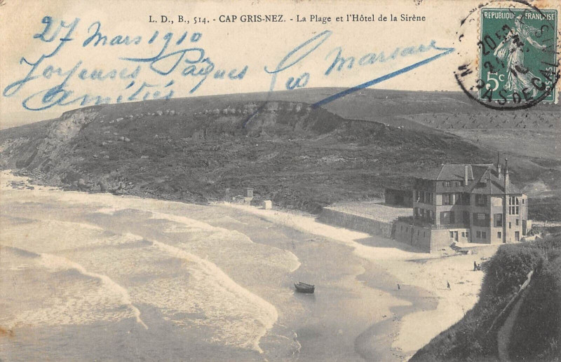 Carte postale ancienne Cap Gris Nez La Plage Et Hotel De La Sirene