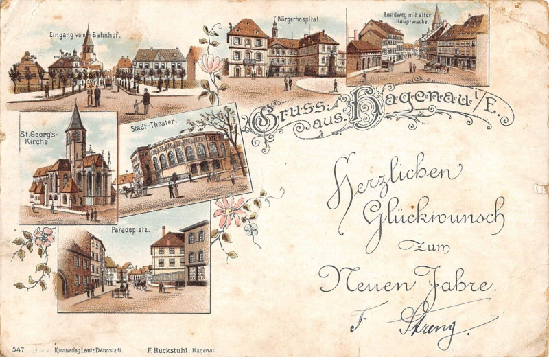 Carte postale ancienne Gruss Aus Haguenau / Cpa Precurseur à Haguenau