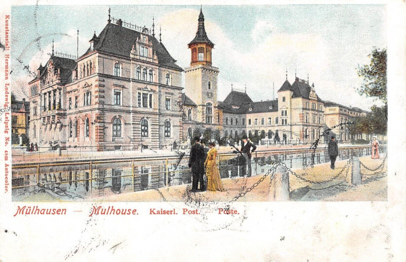 Carte postale ancienne Mulhouse Poste Mulhausen Kaiserl Post à Mulhouse