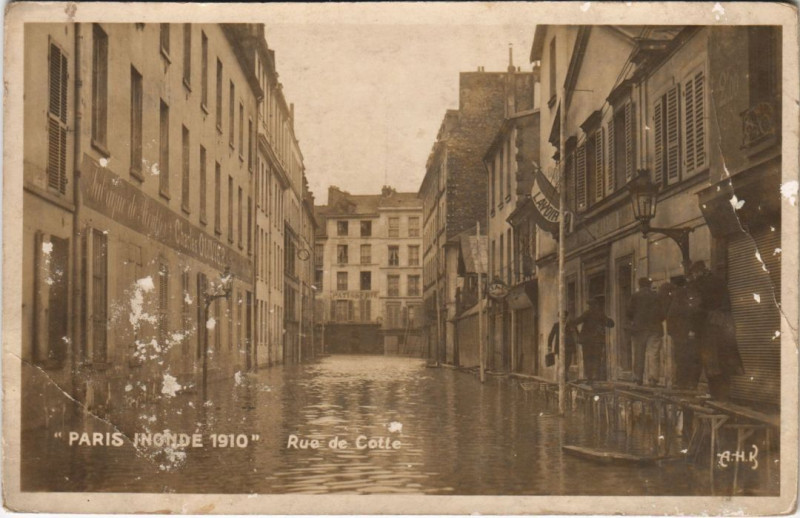 Carte postale ancienne Paris inondé 1910 - Rue de Cotte à Paris 12e