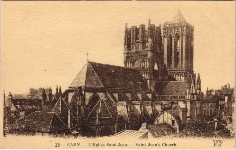 Carte postale ancienne Caen L'Eglise Saint-Jean à Caen