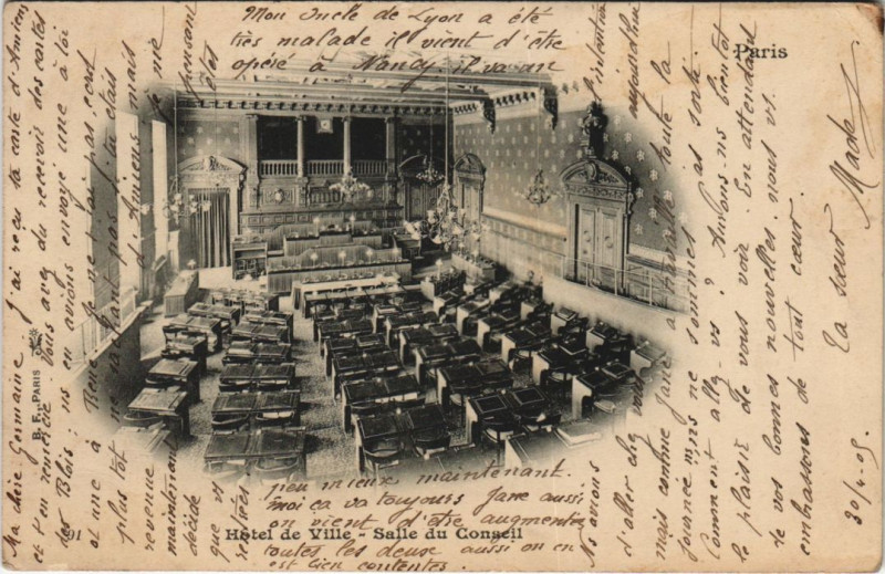 Carte postale ancienne Paris 4e Hotel de Ville Salle du Conseil à Paris 4e