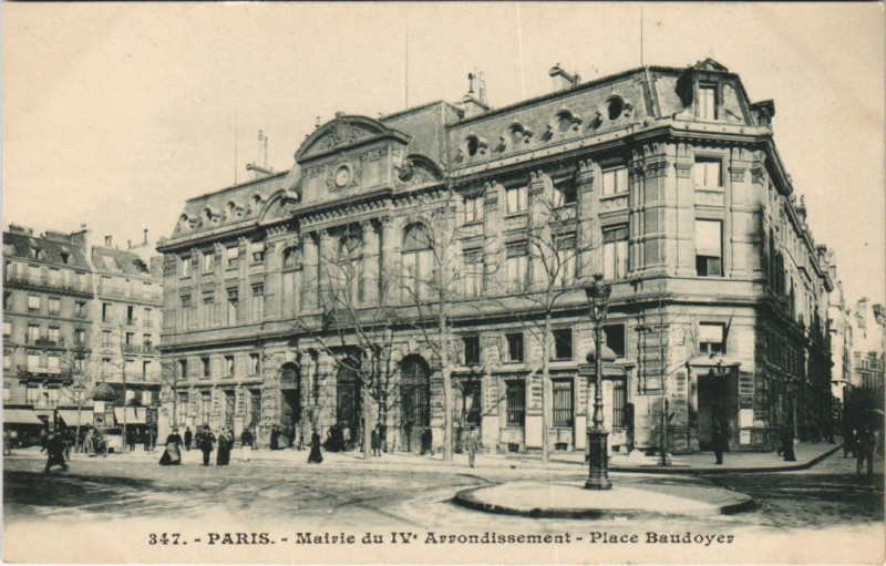 Carte postale ancienne Paris 4e Le Mairie place Baudoyer à Paris 4e