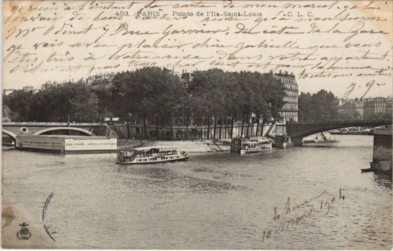 Carte postale ancienne Paris 4e pointe de l'Ile-Saint-Louis à Paris 4e