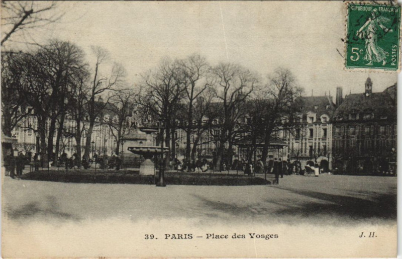 Carte postale ancienne Paris 4e Place des Vosges à Paris 4e