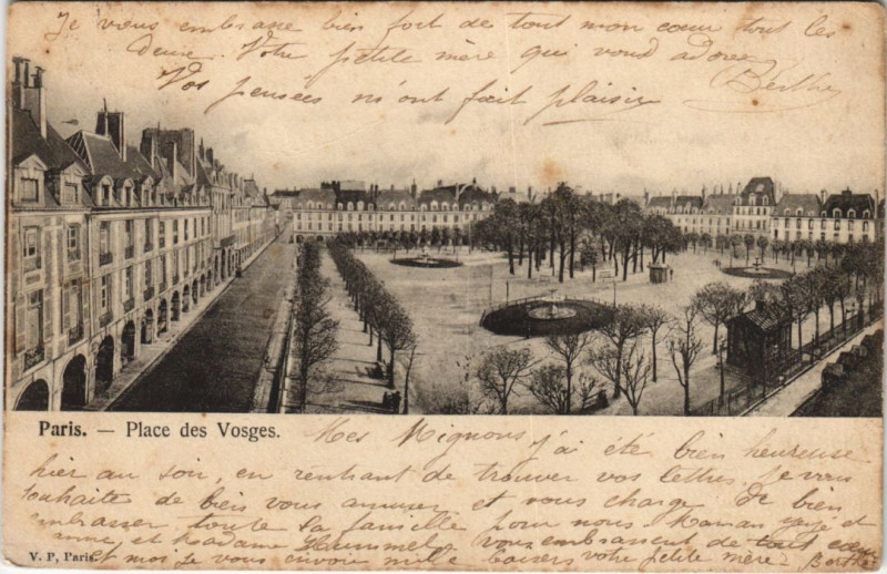 Carte postale ancienne Paris 4e Place des Vosges à Paris 4e